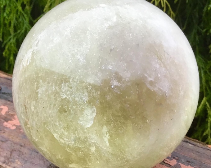 CLEARANCE! ~ Citrine Crystal Ball ~ Large 3 Lb. 11 oz. ~ 4" Wide ~ Golden Yellow & Smokey Quartz Inclusions ~ Home Decor ~ Free Shipping