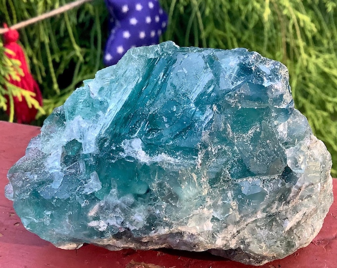 Blue Fluorite Crystal Cluster ~ Large 12 oz. ~ 3" Long ~ Rare Color ~ Fast & Free Shipping from USA + Global Shipping