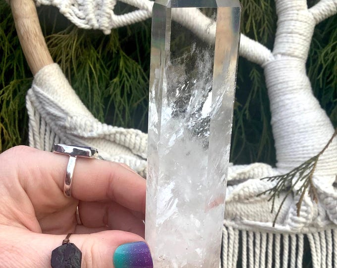 High Altitude Himalayan Clear Quartz Crystal Wand ~ Large 8 oz.  ~ 6" Long ~ Museum Quality Point ~   Sparkling Inclusions ~ Free Shipping ~