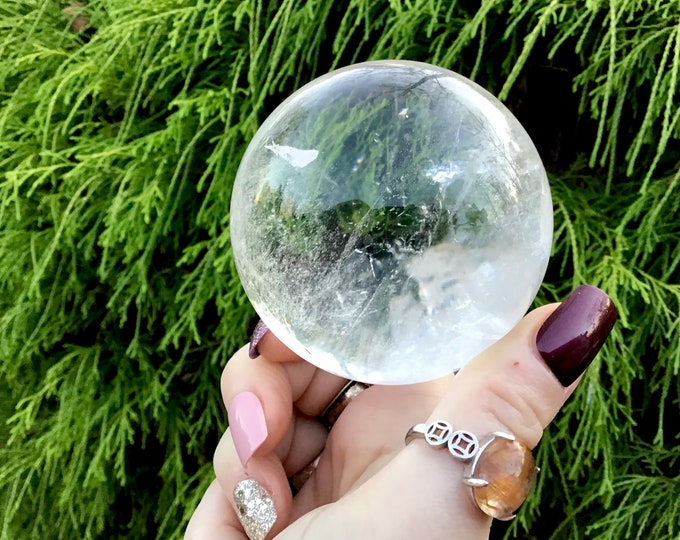 Clear Quartz Crystal Ball ~ Large 13 oz. Polished Sphere ~ 1 1/2" Wide ~ Home Decor ~ Fast & Free Shipping