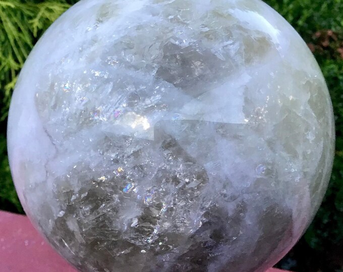 CLEARANCE ~ Citrine Crystal Ball ~ Large 6 lb. ~ 5" Wide ~ Sparkling Golden Inclusions ~ Deep Golden Banded Polished Quartz Sphere
