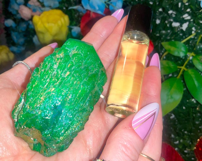 Green Aura Mischief ~ Crystal Goddess 888 Exclusive Set ~ Combining Poetry, Scent and Crystals for a Multi-Sensory Experience ~