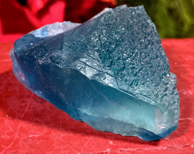 Blue Cubic Fluorite Crystal Cluster ~ Large 3 oz. ~ 2" Long ~ Third Eye, Throat Chakra, Reiki Healing Altar Display, Meditation Size