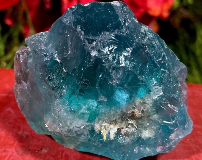Blue Cubic Fluorite Crystal Cluster ~ Large 4 oz. ~ 2" Long ~ Third Eye, Throat Chakra, Reiki Healing Altar Display, Meditation Size