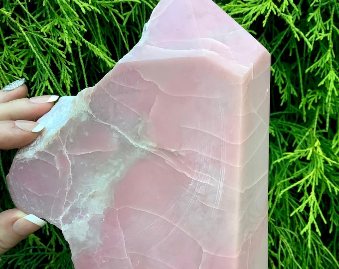 Pink Opal Crystal Generator/Cluster ~ Large 4 lb. ~ 7" Tall ~ Love, Beauty, Goddess, Heart Chakra Altar Display ~ Metaphysical Home Decor ~