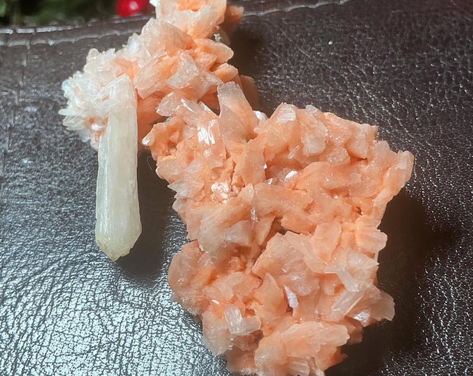 CLEARANCE! ~ Heulandite and Stilbite Crystal Cluster ~ 1.3 oz. ~ 3" Long ~ Peachy Orange Color ~ Rare Stunning Mineral Combination