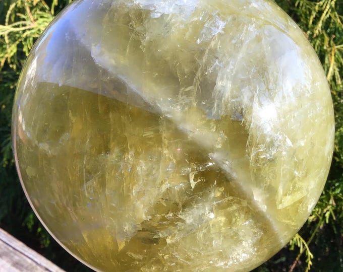 Citrine Crystal Quartz Ball ~ Large 10 lb. 11 oz. ~ 5 1/2" Wide ~ Smokey Golden Banded Polished Sphere Sparkly Inclusions ~ Free Shipping ~