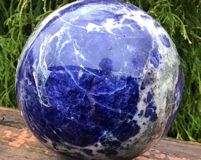 Sodalite Crystal Ball ~ Large 4 lb. 11 oz. ~ 4 1/2" ~ Royal Blue and White Colors, Beautiful Display ~ Free & Fast Shipping, U.S.A. ~