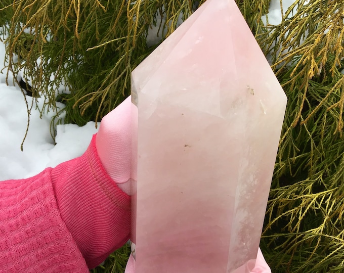 Rose Quartz Crystal Generator ~ Large 4 lb. 7 oz. ~ Beautiful Pink Color ~ 7" Tall ~ Healing Home Decor ~