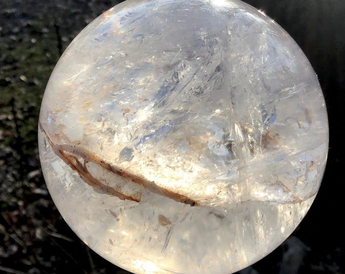 Clear Quartz Crystal Ball ~ Large 2 Lb. ~ 3" Wide Sphere ~ Beautiful Reiki Feng Shui Display ~ Elegant Show Piece ~ Free Shipping, USA ~