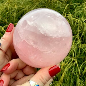Rose Quartz Crystal Ball ~ Large 2 Lb. ~ 3 1/2&quot; Wide ~ Sparkling Pink Polished Sphere ~ Fast & Free Shipping, U.S.A. + Global Shipping ~