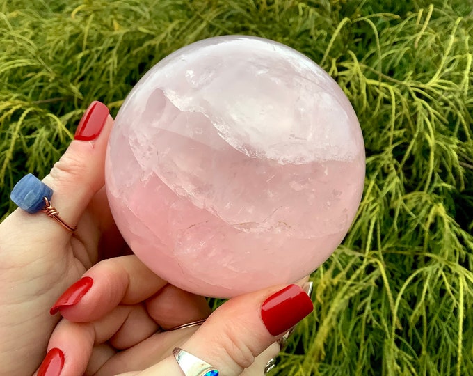 Rose Quartz Crystal Ball ~ Large 2 Lb. ~ 3 1/2" Wide ~ Sparkling Pink Polished Sphere ~ Fast & Free Shipping, U.S.A. + Global Shipping ~