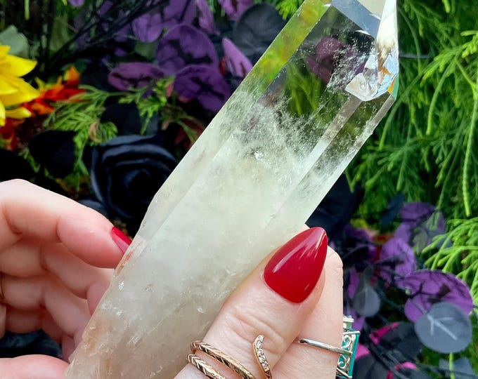 Citrine Quartz Crystal Wand ~ Large 7.5 oz. ~ 6" Long ~ High Altitude Himalayan Point ~ Clear Yellow Phantoms Sparkling Rainbow Inclusions