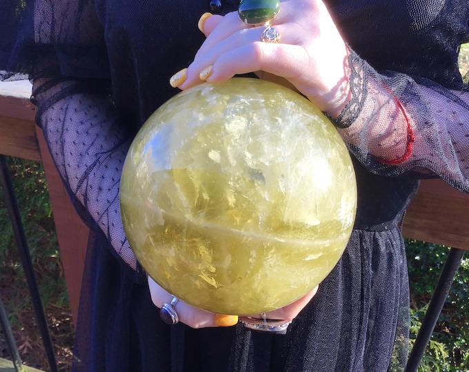 Banded Smokey Citrine Quartz Crystal Ball: 10 lb, 5.5" Polished Sphere