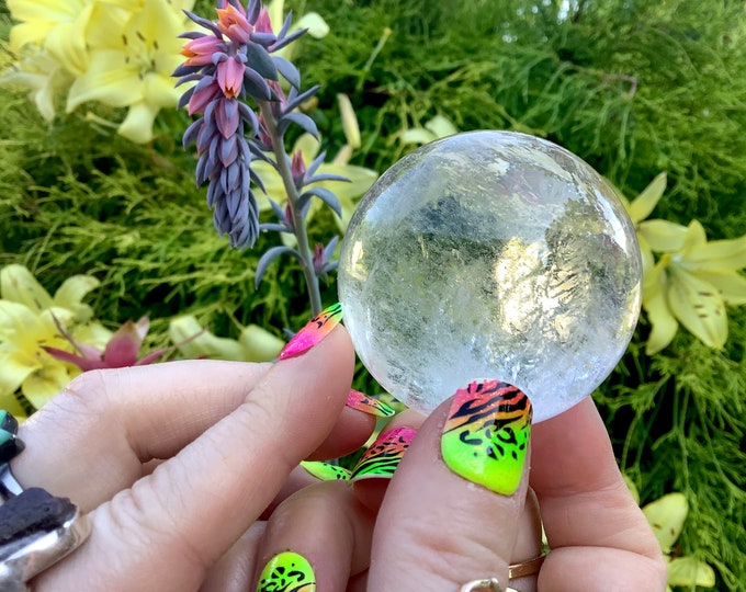 Clear Quartz Crystal Ball ~ 6 oz.~ 1 1/2" Wide ~ Sparkling Sphere ~ Beautiful Display ~ Reiki, Feng Shui ~ Home Decor, Fast & Free Shipping