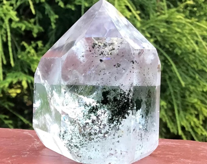 CLEARANCE! ~ Quartz Crystal Mini Generator ~ 3.6 oz ~ 2" Tall ~ Gem Cut Polished Point ~ Ultra Clear Sparkling Chlorite Inclusions ~