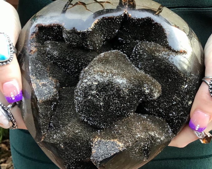 Septarian Dragon Stone Heart ~ Large 7 Lb. 15 oz. ~ 7" Wide ~ Hand Carved Crystal Display ~ Big Beautiful Reiki, Altar, Display Specimen