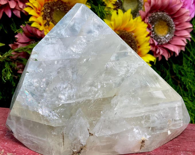 Optical Clear Calcite Crystal with Okenite ~ Large 3 Lb. 7 oz. ~ Translucent Freeform in Matrix ~ 6" Long ~ Rare Mineral Gem Specimen ~