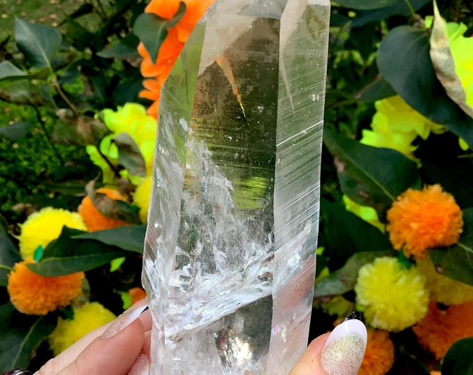 Ultra Clear Quartz Crystal Point ~ Large 10 oz. Wand ~ 5" Long ~ Museum Quality ~ Transparent Sparkling Inclusions ~ Fast Shipping from USA