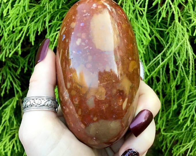 Red Jasper Freeform Crystal ~ Large 12 oz. ~ 4" Long ~ Stunning Orange & Red Colors ~ Perfect Handheld Size ~ Root Chakra Meditation Sone ~