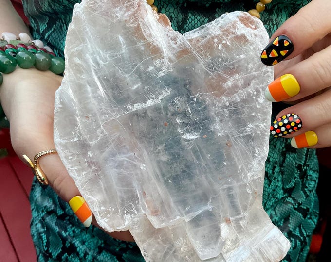 Selenite Crystal Cluster ~ Large 1 Lb. 14 oz. ~ 7" Long - Beautiful Transparent Gypsum Mineral Specimen ~ Fast & Free Shipping, U.S.A. ~