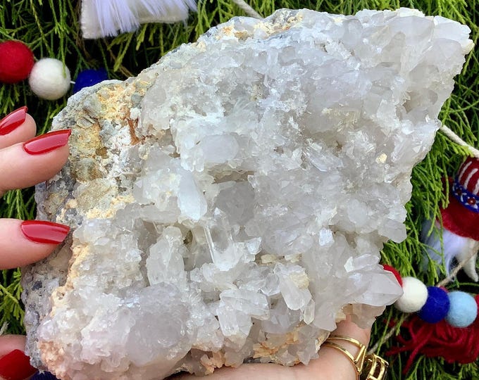 Clear Quartz Crystal Cluster ~ Large 2 Lb. 15 oz. ~ 8" Long ~ Natural Home Decor~ Fast & Free Shipping from USA