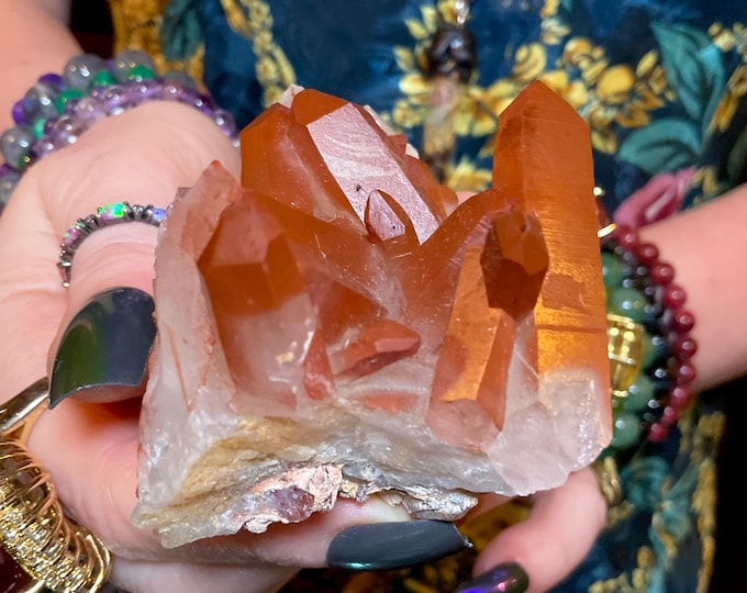 Red Quartz Crystal Cluster ~ Large 5 oz. ~ 2 1/2" Long ~ Perfect Points ~ Mined in Morocco