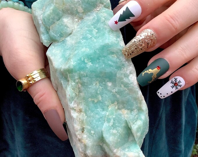 Amazonite Green Gemstone Pillar Large 1 Lb. 6 oz. Cluster ~ 6" Long ~ Free Standing Crystal ~ Unpolished Natural, Beautiful Mineral Specimen