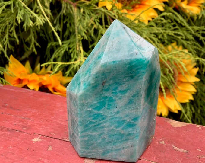 Amazonite Crystal Generator ~ 6.4 oz. ~ 3" Tall Natural Polished Point ~ Beautiful Mineral Specimen ~ Free & Fast Shipping from U.S.A ~
