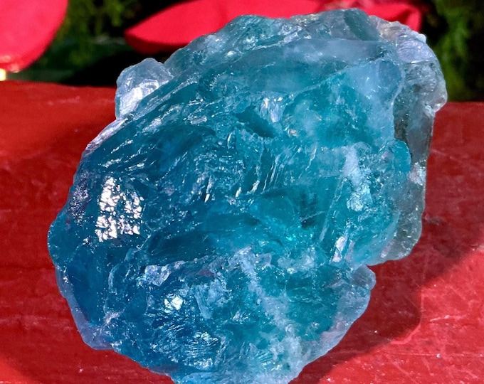 Blue Cubic Fluorite Crystal Cluster ~ Large 6 oz. ~ 3" Long ~ Third Eye, Throat Chakra, Reiki Healing Altar Display, Meditation Size