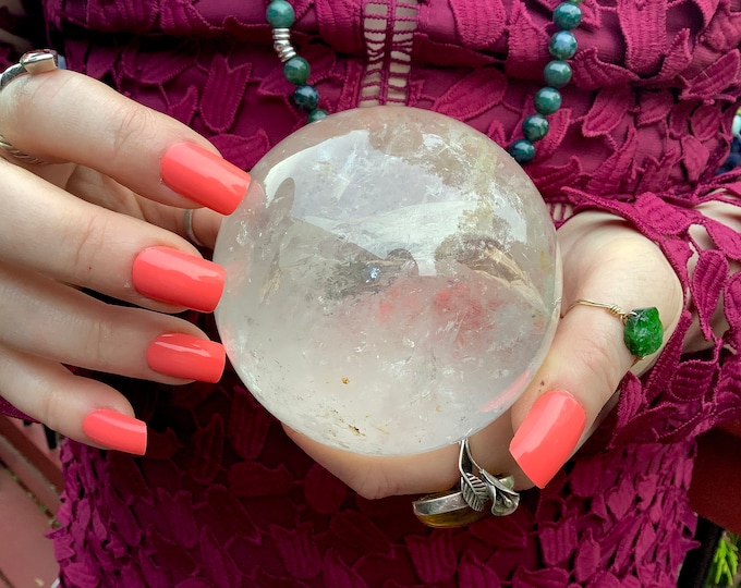 Clear Quartz Crystal Ball: 3" Polished Sphere, Reiki Altar Decor
