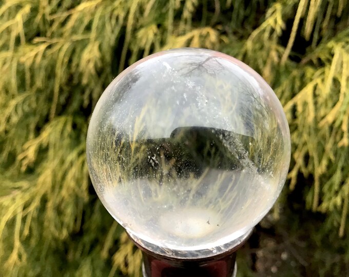Clear Quartz Crystal Ball ~ 4.4 oz. Polished Sphere~ 1 1/2" Wide ~ Sparkling Rainbow Inclusions ~ Beautiful Reiki, Altar Feng Shui Display