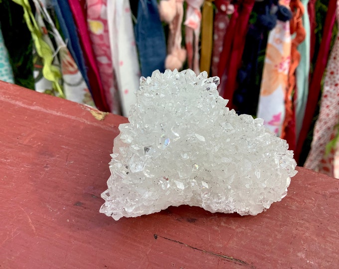 Ultra Clear Apophyllite Crystal Cluster ~ 2 oz. ~ 2" Long ~ Sparkly High Luster ~ Handheld Meditation Size Altar, Display ~ Fast Shipping