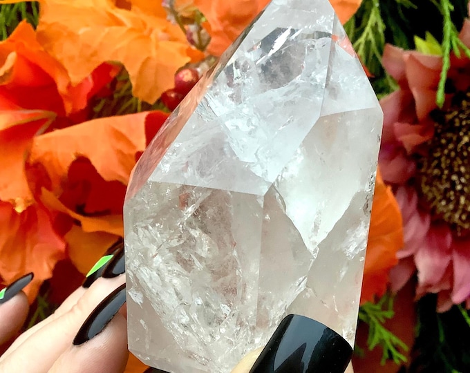 Clear Quartz Crystal BRAZILIAN Generator ~ 7 oz. ~ 3" Tall ~ "Fire and Ice" ~ Metaphysical Home Decor ~ Reiki, Altar Display
