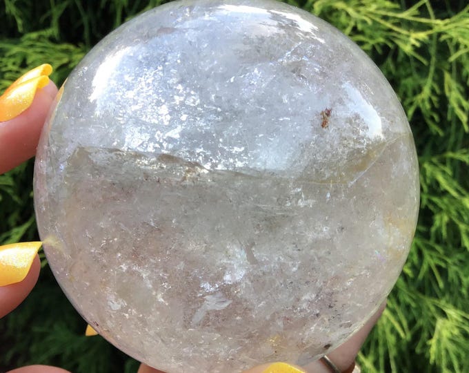 Clear Quartz Crystal Ball ~ Large 1 Lb. 13 oz. ~ 3" ~ Polished Sphere with Rainbow Inclusions ~ One-of-a-Kind ~ Fast & Free Shipping ~