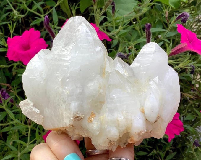 Himalayan Healing Quartz Crystal Cluster ~ Large 1 Lb. 5 oz. ~ 4" Long ~ Sparkling Striations ~ Double Terminated Points