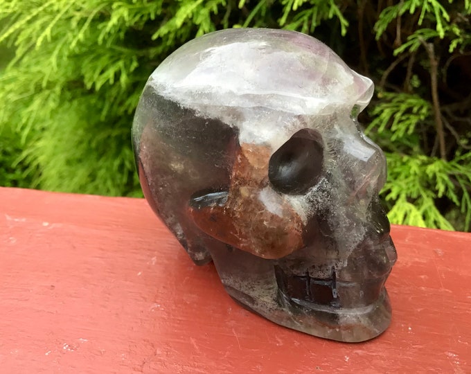 Purple Fluorite Crystal Skull ~ Large 14 oz. ~ 2 1/2" Tall ~ Expertly Hand Carved ~ Translucent Rainbow Sculpture ~ Fast & Free Shipping USA