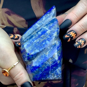 Lapis Lazuli Freeform Crystal ~ Large 14 oz. 4" Long ~ Sparkling Deep Blue Color Stone ~ Altar Display ~ Polished to Perfection