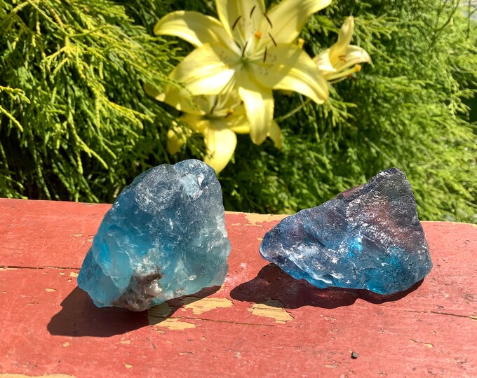 Blue Fluorite Crystals Duo ~ 2 Gorgeous, Glowing Sparkling Blue Fluorite Crystals ~ Perfect for Meditation, Third Eye, Gifts, Free Shipping