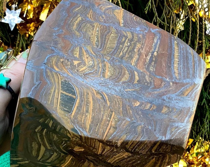 Tigers Eye Freeform Crystal ~ 10 Lb. 4 oz. ~ 7 1/2 " Long ~ Sparkling Polished Golden Red-Brown, Black Colors ~ Polished Meditation Stone