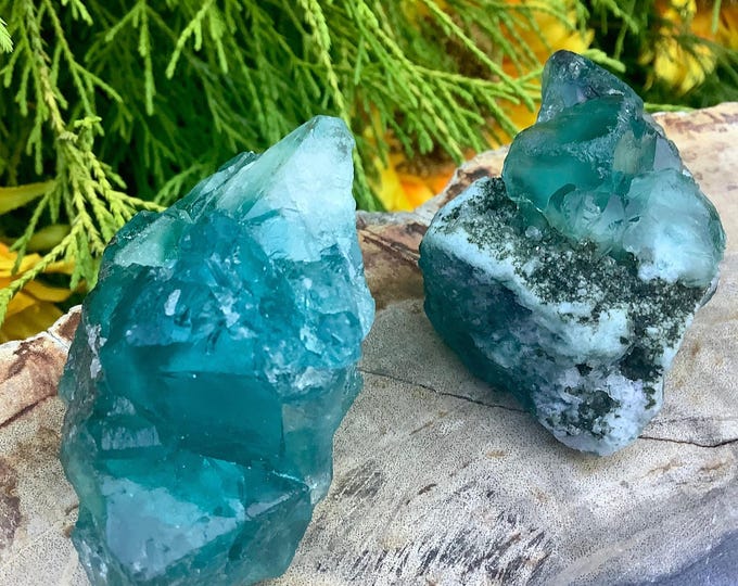 Blue Fluorite Crystals ~ Duo of Pocket or Altar Crystals ~ 2 Gorgeous Specimens ~ Perfect for Meditation, Third Eye, Gifting