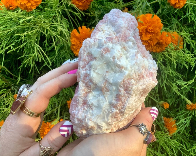 Pink Opal Crystal ~ Large 2 lb. 6 oz. ~ 6" Long ~ Sparkling Pink & White Colors ~ Natural Meditation Gemstone ~ Fast Free Shipping