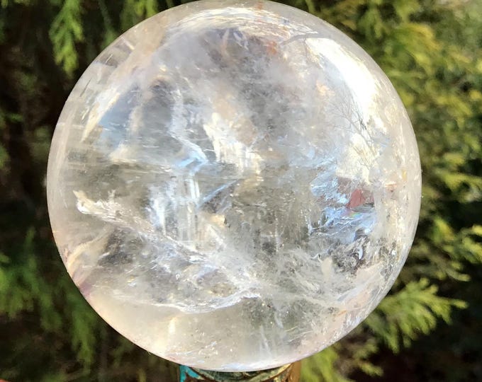 Ultra Clear Quartz Crystal Ball ~ 9 oz. ~ 2" Wide ~ Sparkling Sphere ~ Rainbow Inclusions ~ Home Decor ~ Fast & Free Shipping from U.S.A. ~
