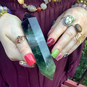Rainbow Fluorite Crystal Wand ~ 7.2 oz. ~ 5&quot; Long ~ Sparkling Purple, Green, White ~ Double Terminated Points ~ Fast & Free Shipping, USA ~