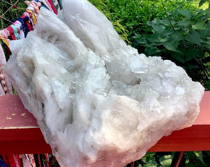 CLEARANCE! ~ Clear Quartz Crystal Cluster ~ Large 32 lb. ~ 10" Long ~ Big Sparkling Points ~ Massive Centerpiece ~ Natural Matrix