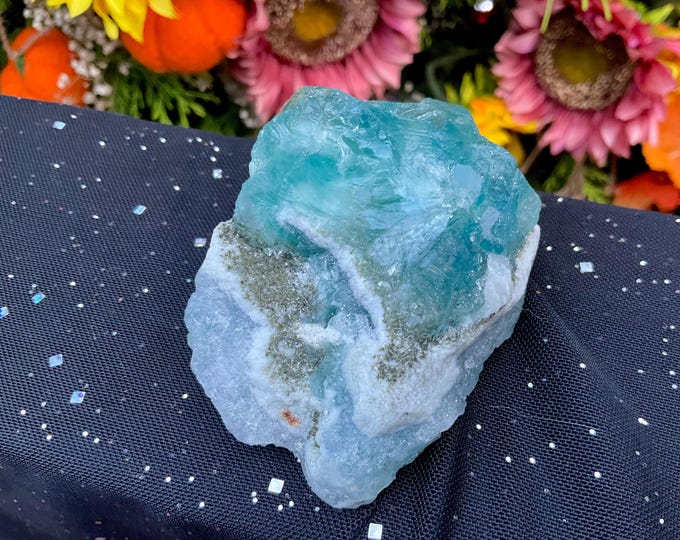 Blue Fluorite Crystal Cluster ~ 7 oz. ~ 3" Long ~ Sparkling Mineral Matrix ~ Rare Blue Color ~ Fast & Free Shipping from USA ~ TARIFF FREE ~