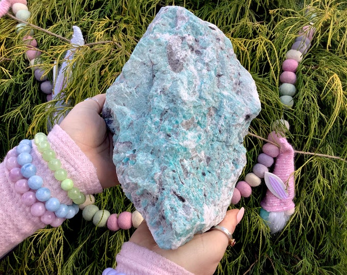 Amazonite Cluster ~ Large 6 Lb. 13 oz ~ 9" Long ~ Natural, Unpolished Freeform Specimen ~ Blue Green Colors ~ Reiki, Home Decor, Centerpiece