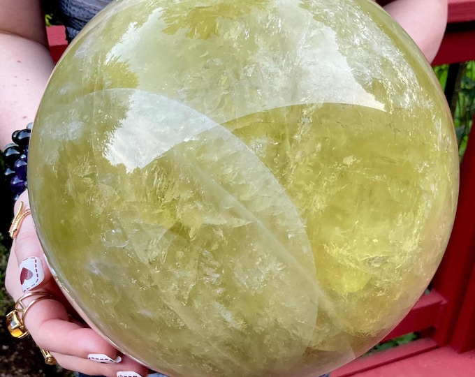 Citrine Crystal Citrine Crystal Ball ~ Large 26 Lb. 10 oz. ~ 8" Wide ~ Natural Golden Yellow Colors ~ Sparkling Phantom Prisms