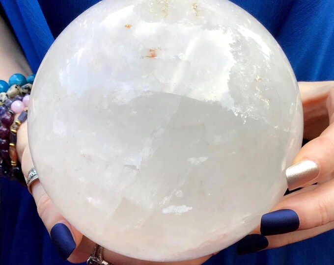 Clear Quartz Crystal Ball ~ Large 5 Lb. ~ 4" Wide ~ Crown Chakra Reiki Altar Display ~ Metaphysical Home Decor ~ Fast & Free Shipping, USA ~