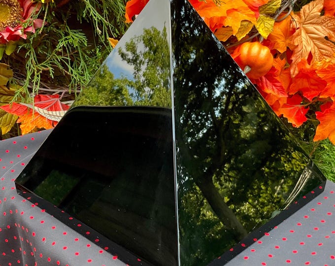 Black Obsidian Crystal Pyramid ~ Large 14 Lb. 14 oz. ~ 8" Tall ~ Rare Display Crystal ~ Fast & Free Shipping from USA, + Global Shipping ~